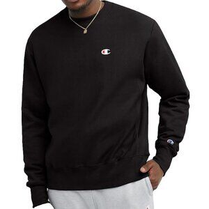 Champion GF70 Men's Black Long Sleeve Reverse Weave Crew Sweatshirt